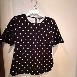 Ann Taylor Black and White Polka Dot Blouse